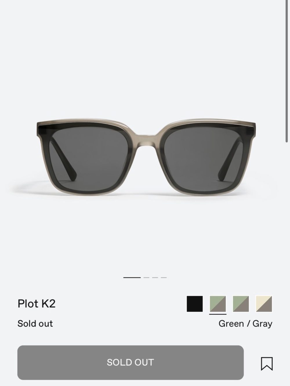 GENTLE MONSTER Plot K2 Sunglasses in Green-Gray Translucent
